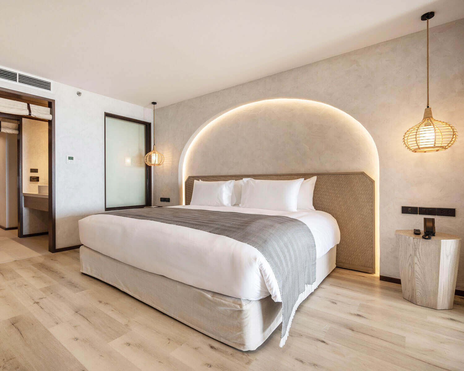 King sized bed dressed