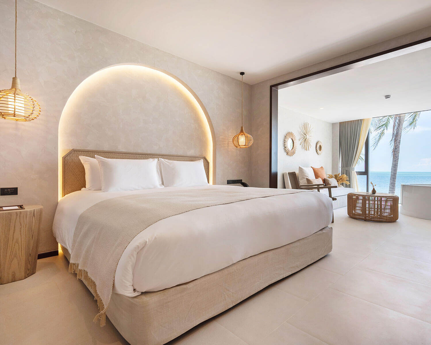 King sized bed dressed